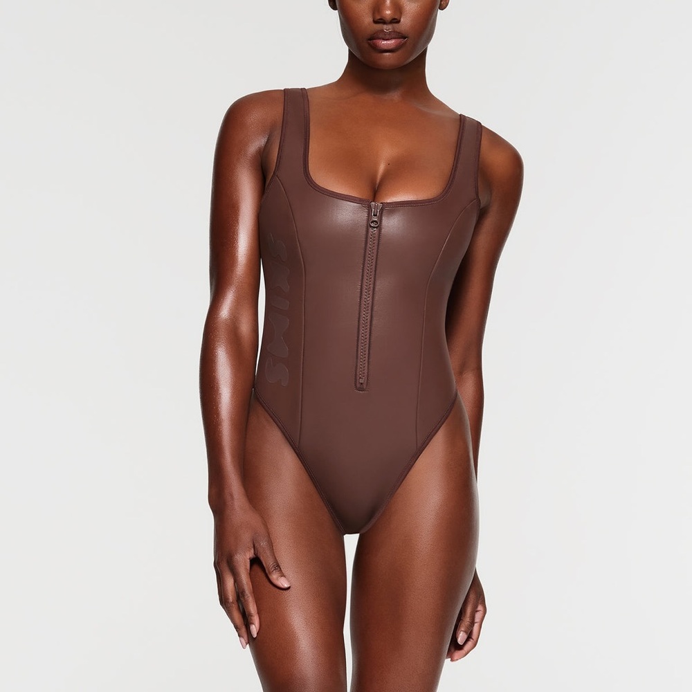 NWT Skims RUBBERIZED SCUBA SWIM SCOOP NECK ONE PIECE